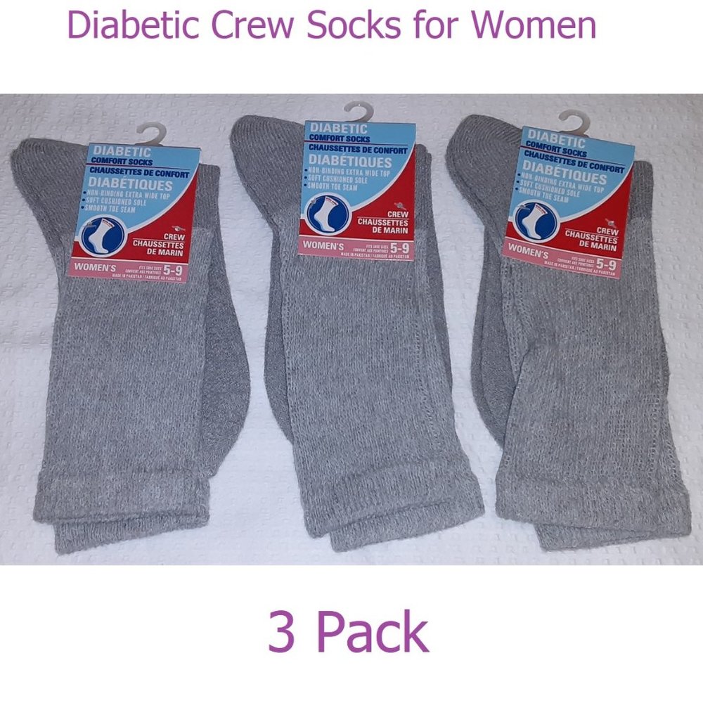 Diabetic Socks for Women - Gray - Set of 3 Pairs